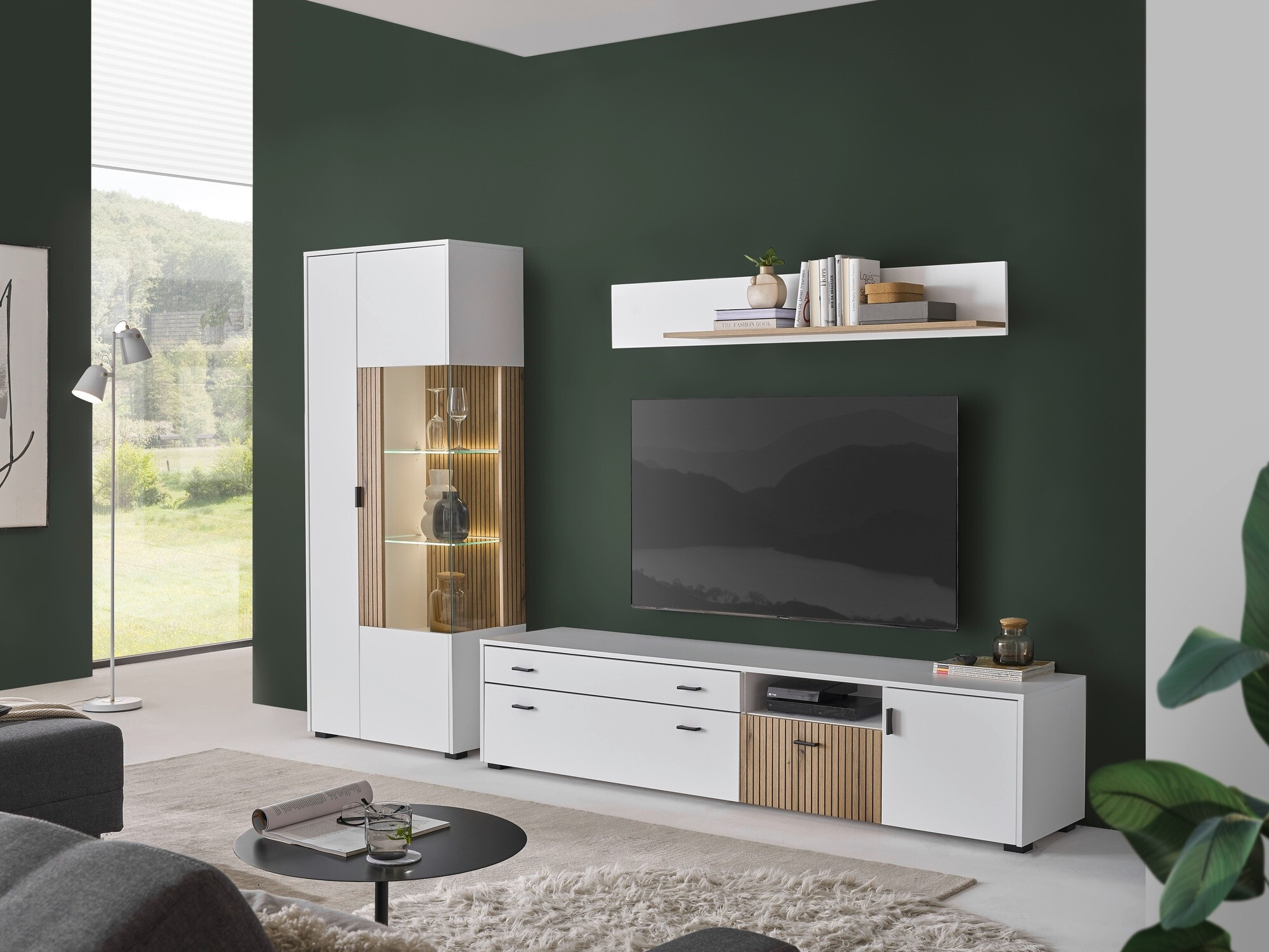 TV-bord Belmelu 106 (Hvid + Egetræ)