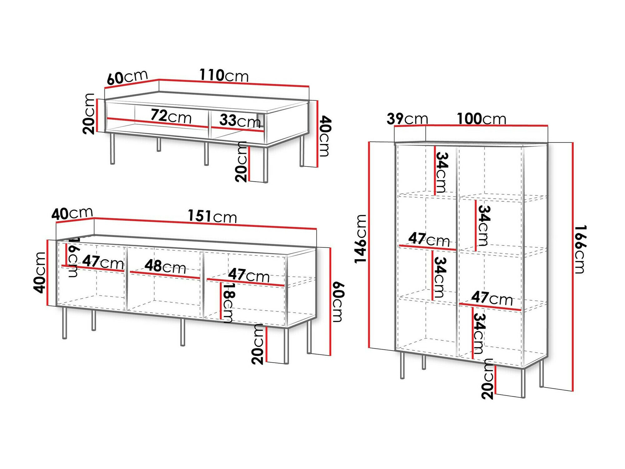 Stuemøbelsæt Monciru 106 (Hvid)