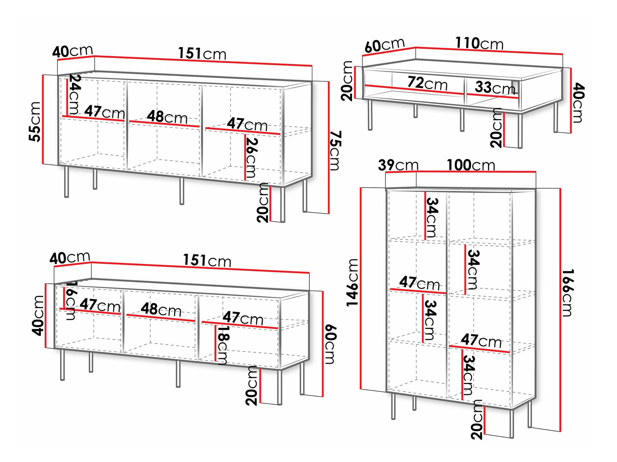 Stuemøbelsæt Monciru 106 (Hvid)