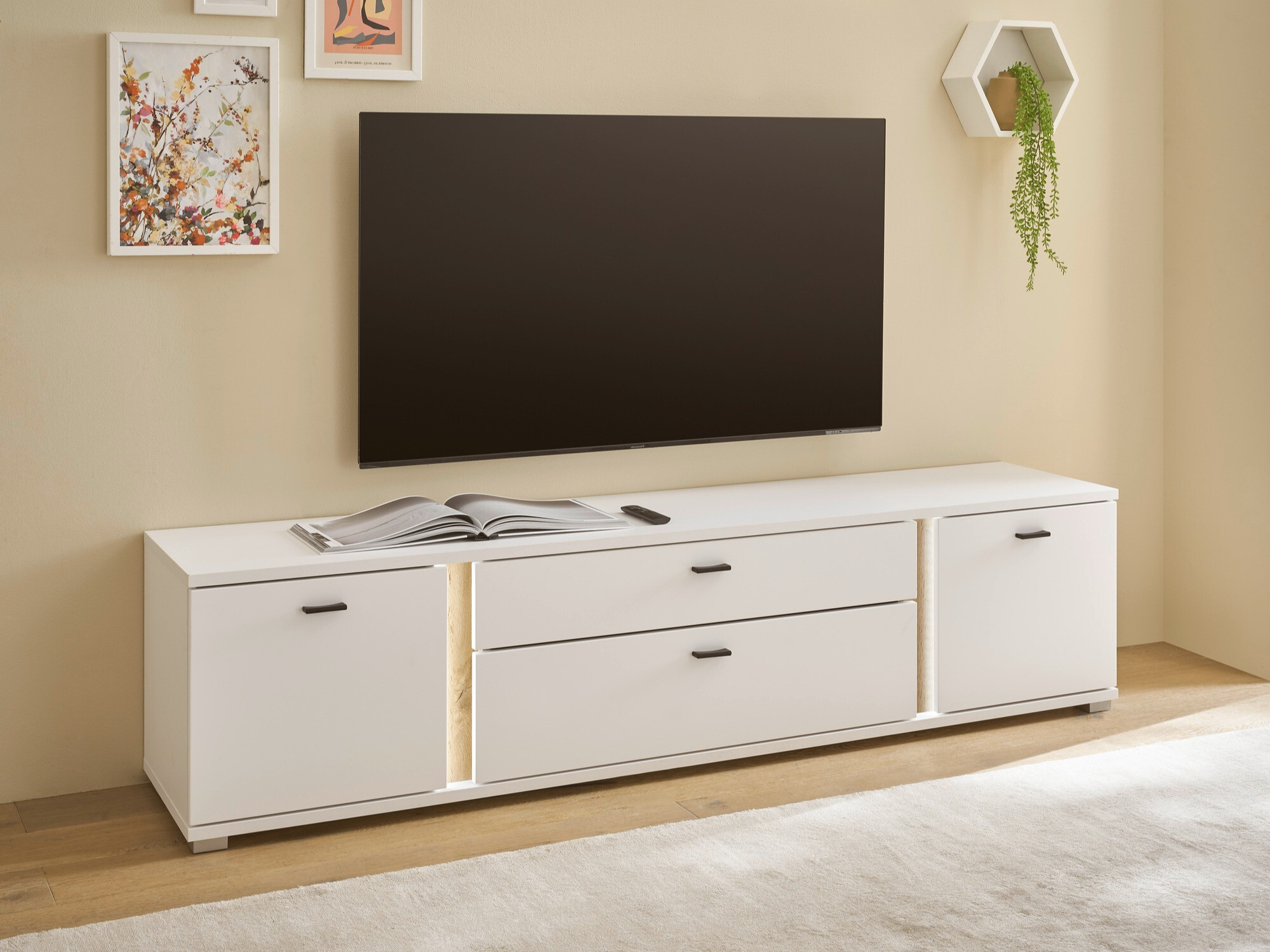 TV-bord Avimavi 105 (Hvid + Wotan eg)