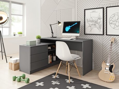 Hjørneskrivebord Kingston 130 (Grafit)