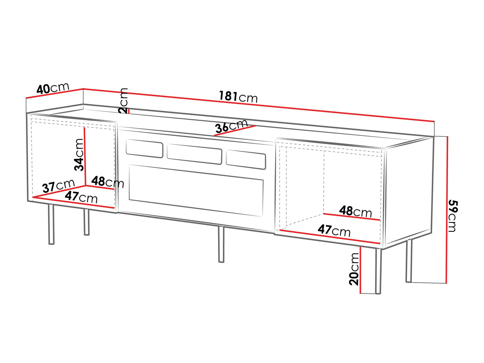 TV-bord Sillen III (Hvid)