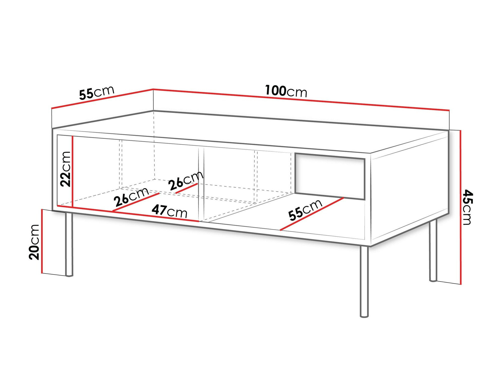 Sofabord Flosoru 103 (Valnød + Sort)