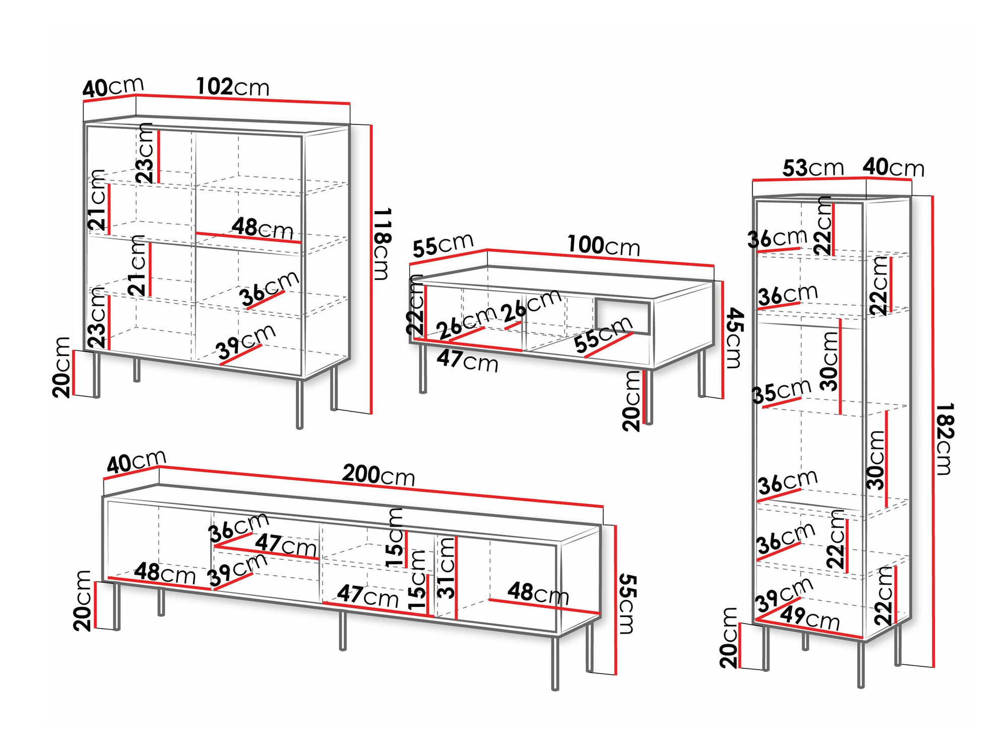 Stuemøbelsæt Flosoru 109 (Sort)