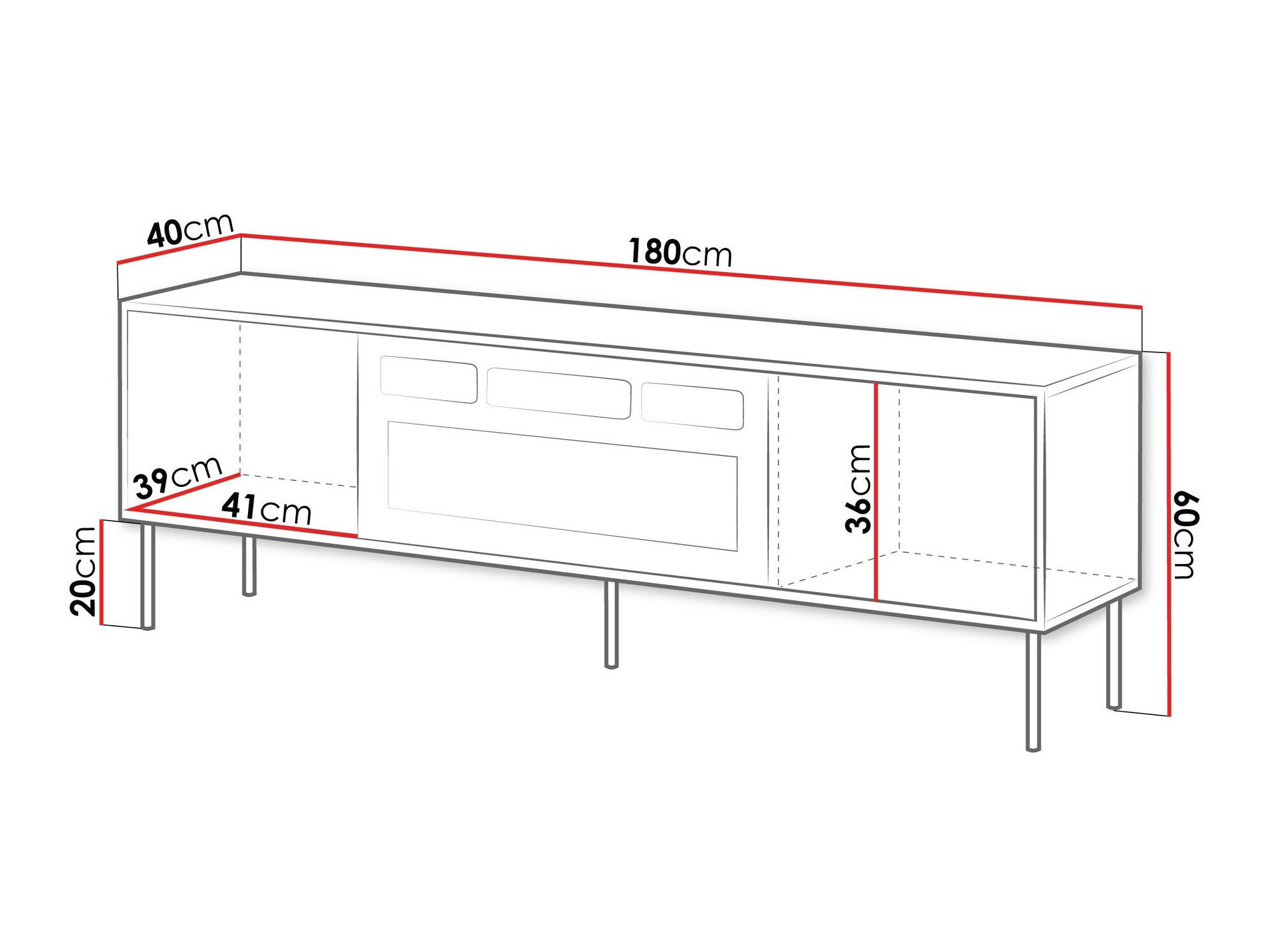 TV-bord Flosoru 108 (Sort)