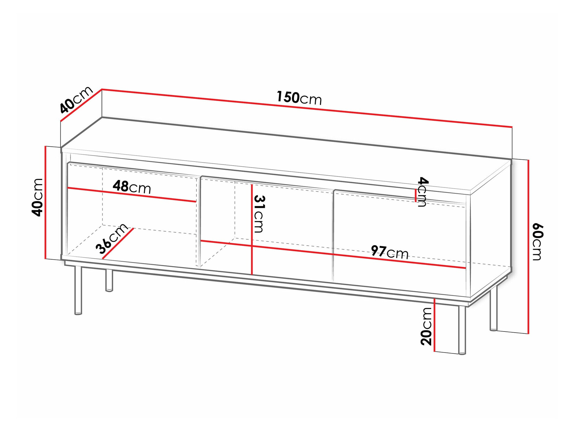 TV-bord Comfivo Betula (Hvid)