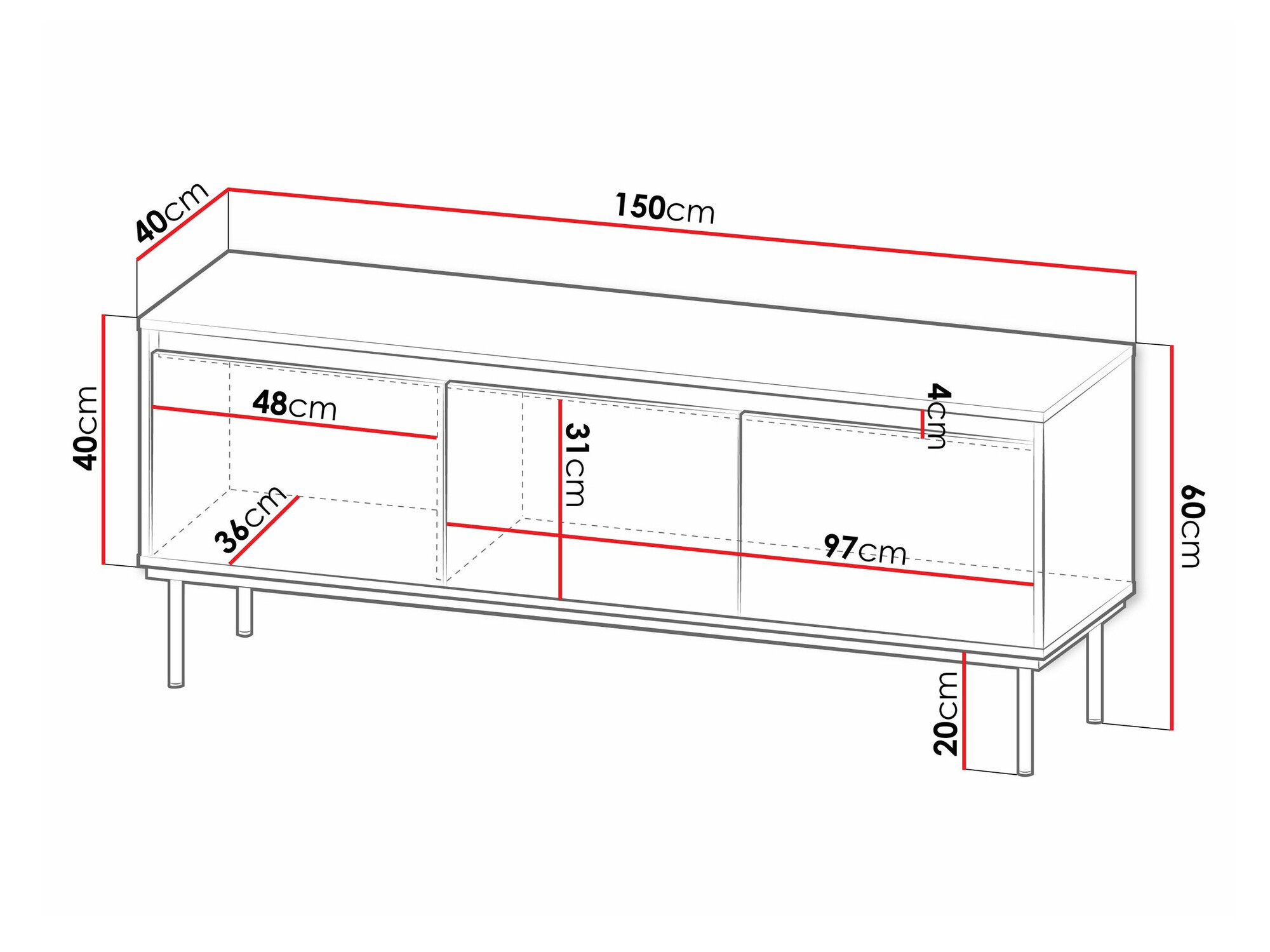 TV-bord Comfivo Betula (Sort)
