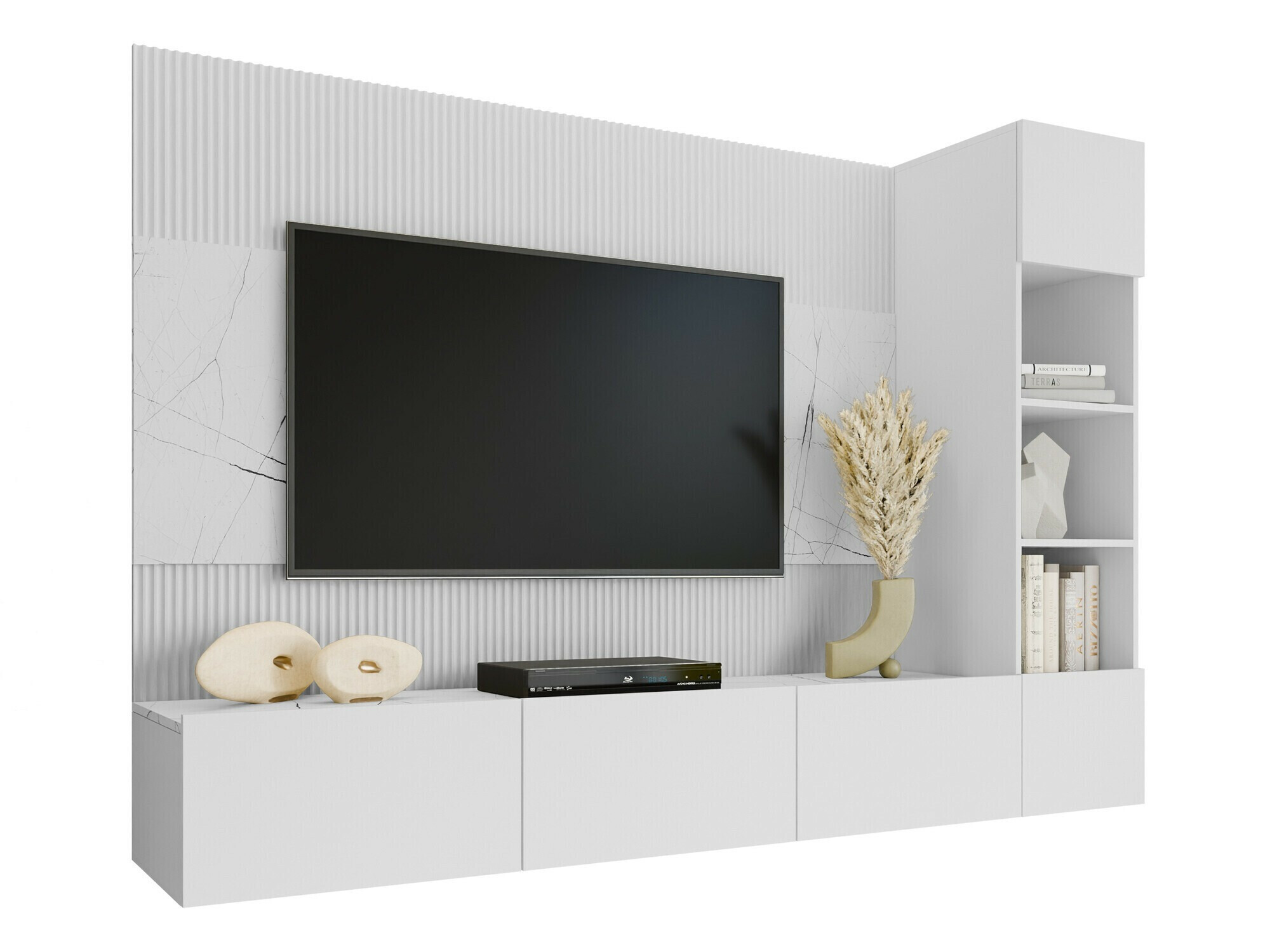 Stuemøbelsæt Comfivo Salix II (Hvid + Hvid marmor)