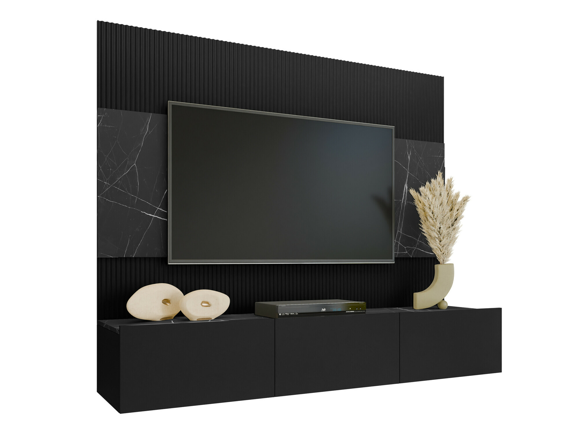 Stuemøbelsæt Comfivo Salix (Sort + Sort marmor)
