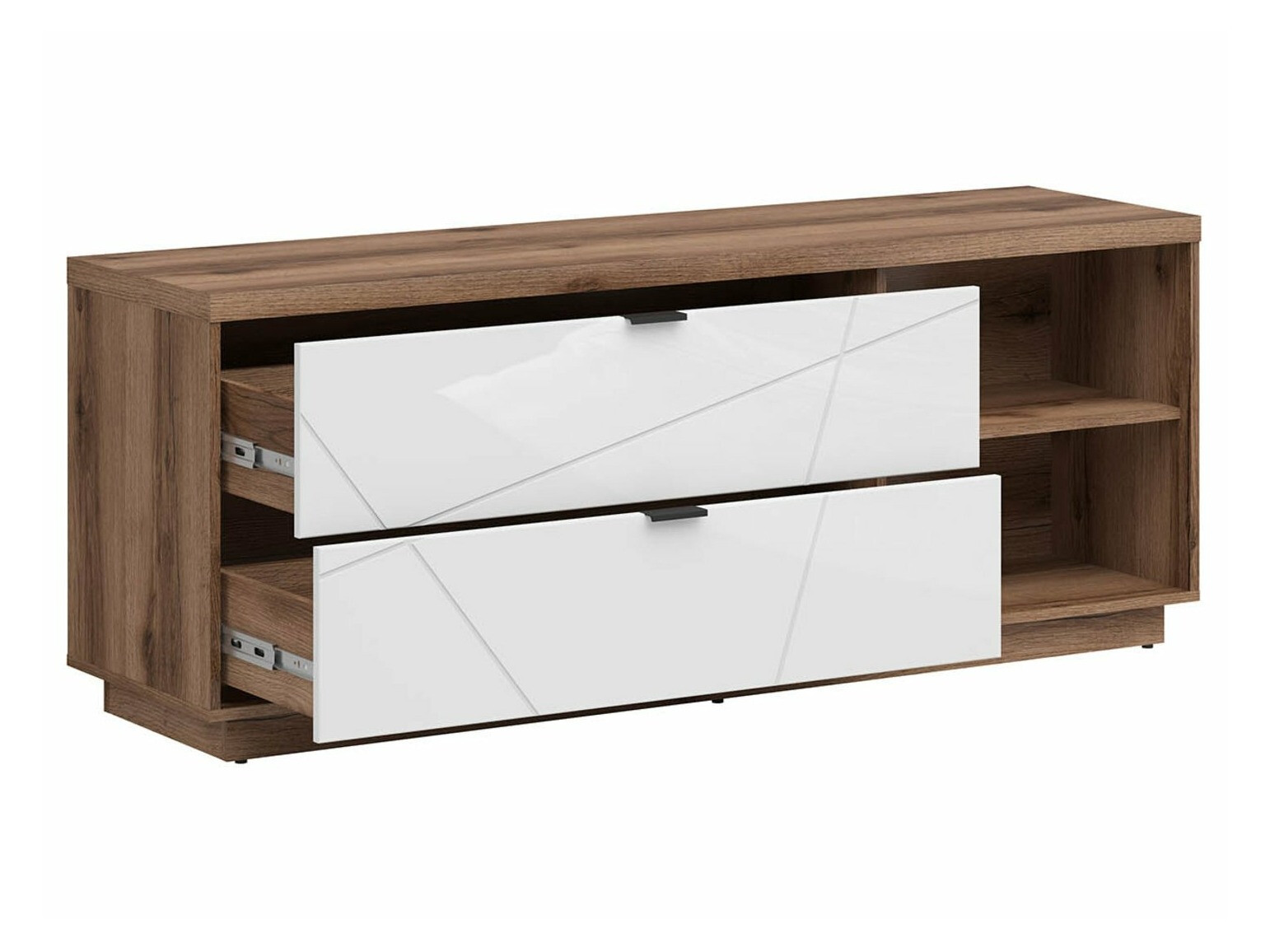 TV-bord Fivale 104 (Mørk Delano eg + Glansfuld hvid)