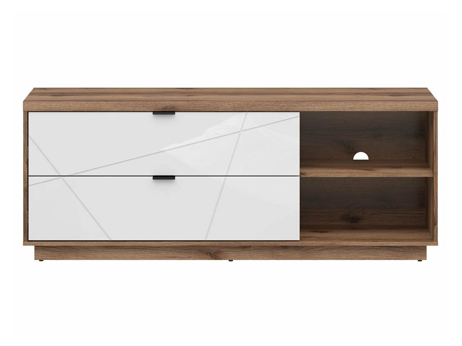 TV-bord Fivale 104 (Mørk Delano eg + Glansfuld hvid)