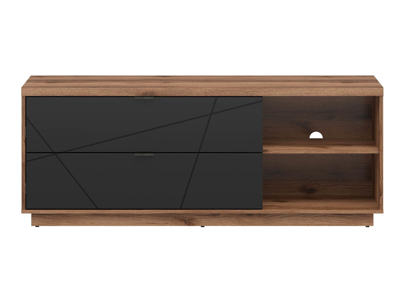 TV-bord Fivale 104 (Mørk Delano eg + Mat sort)