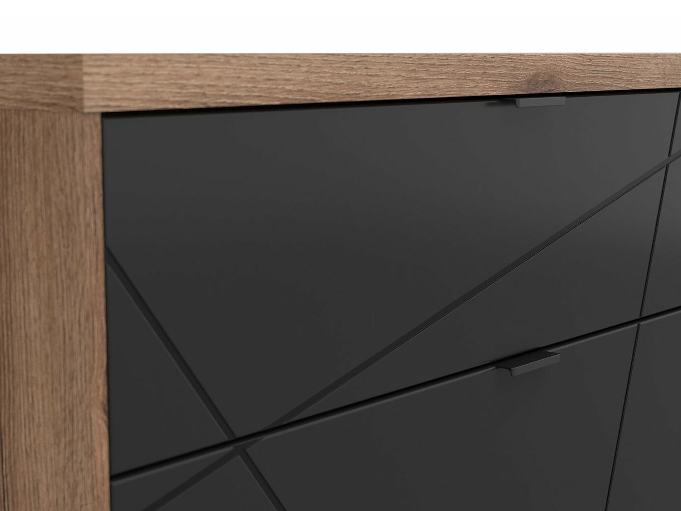 TV-bord Fivale 104 (Mørk Delano eg + Mat sort)