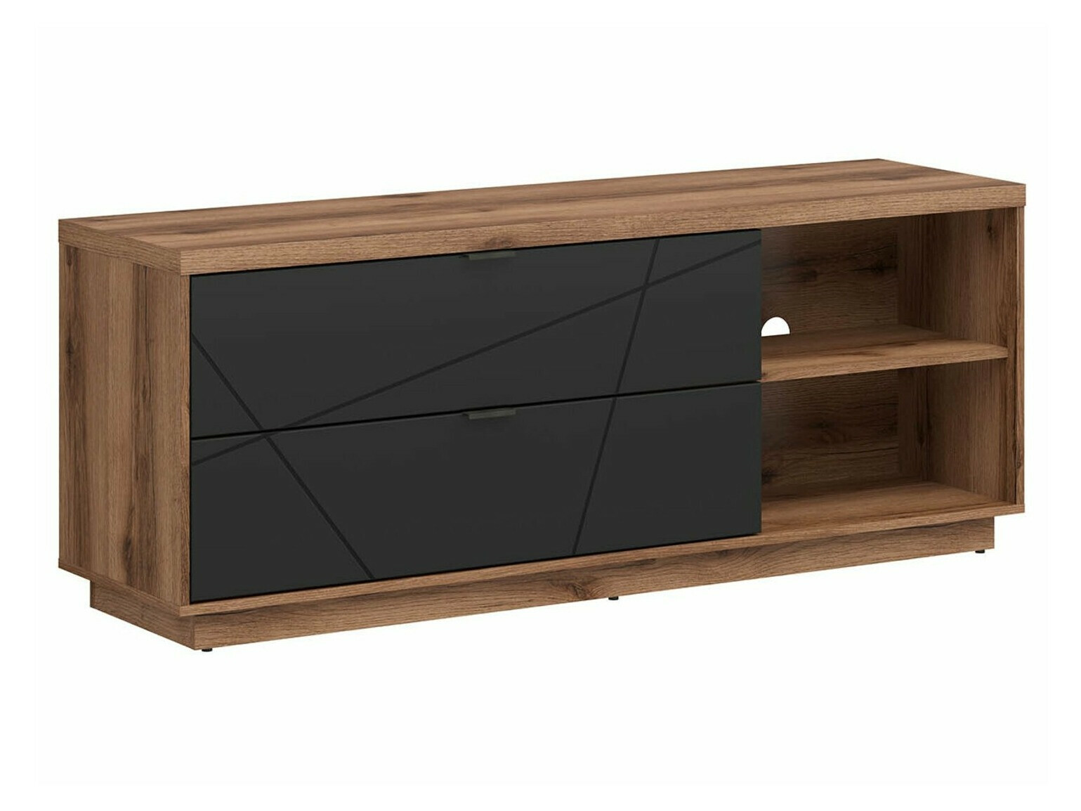 TV-bord Fivale 104 (Mørk Delano eg + Mat sort)