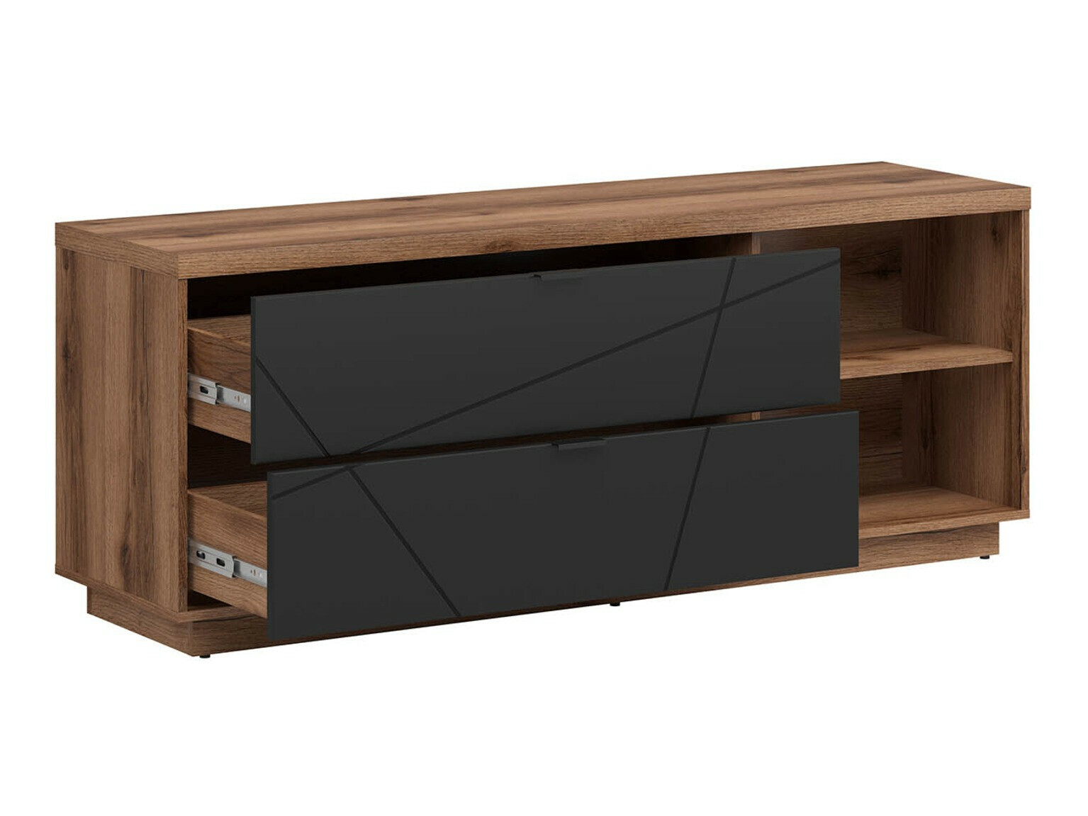 TV-bord Fivale 104 (Mørk Delano eg + Mat sort)