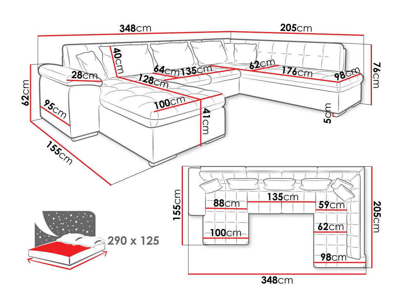 Hjørnesofa Comfivo 180 (Baloo 2074)