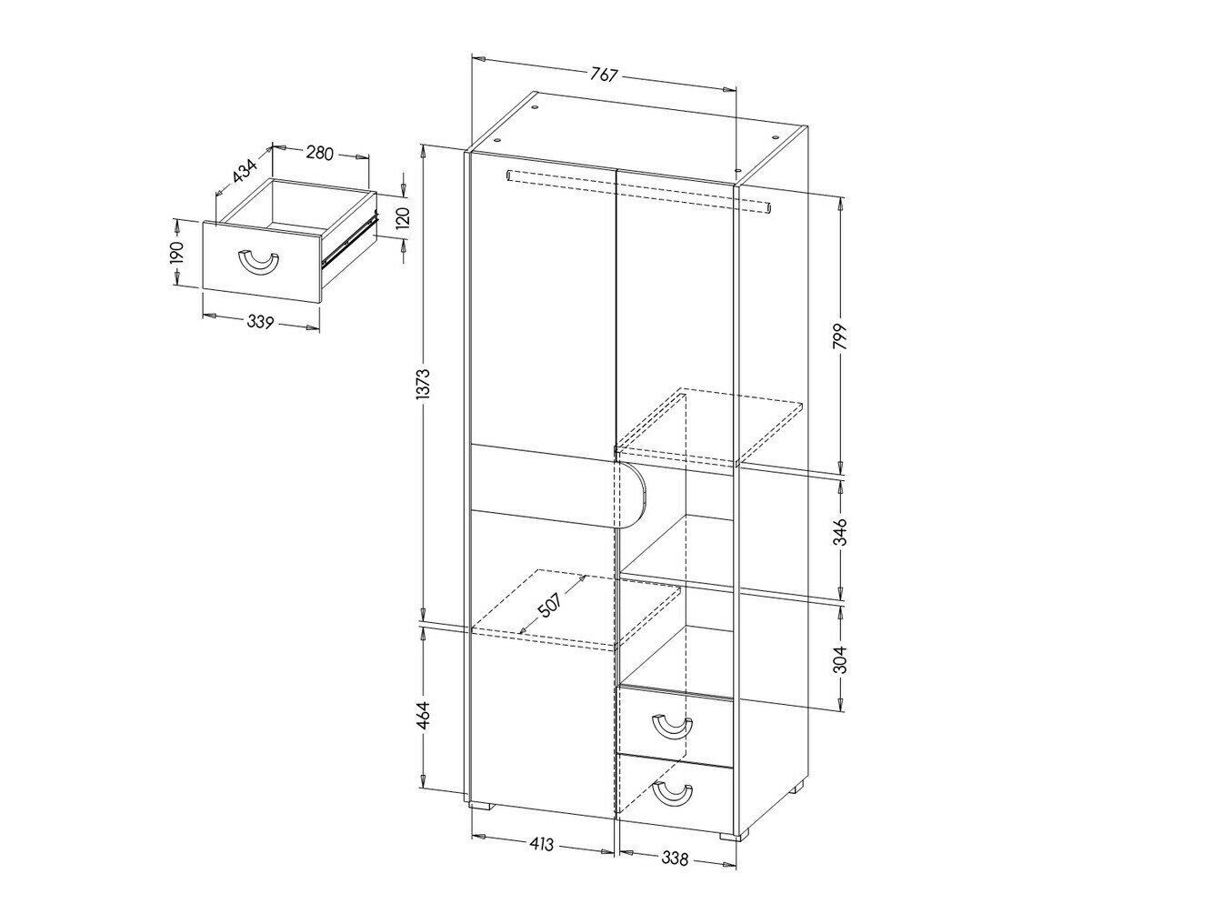 Garderobeskab Lomteo 100