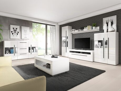 Stuemøbelsæt Ophsalu 112 (Hvid + Glansfuld hvid)