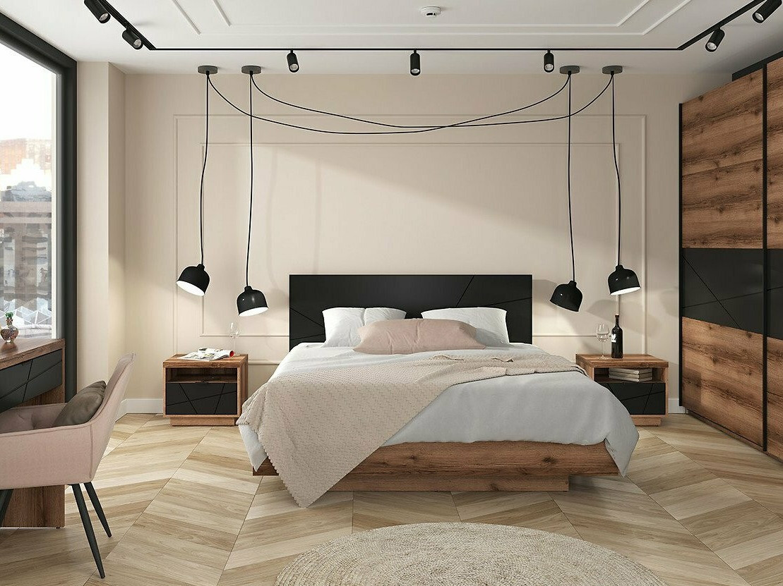 Seng Fivale 122 (Mørk Delano eg + Mat sort)