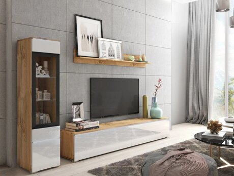 Stuemøbelsæt Sarasota 125 (Wotan eg + Glansfuld hvid)