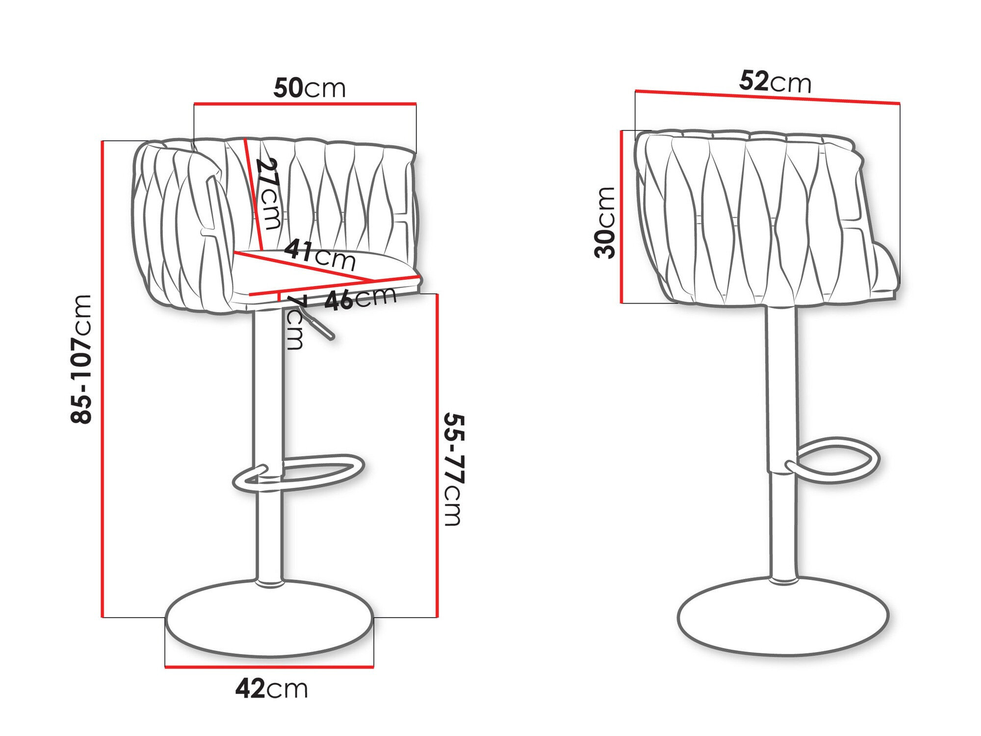 Barstol Comfivo 435 (Gylden + Sort)