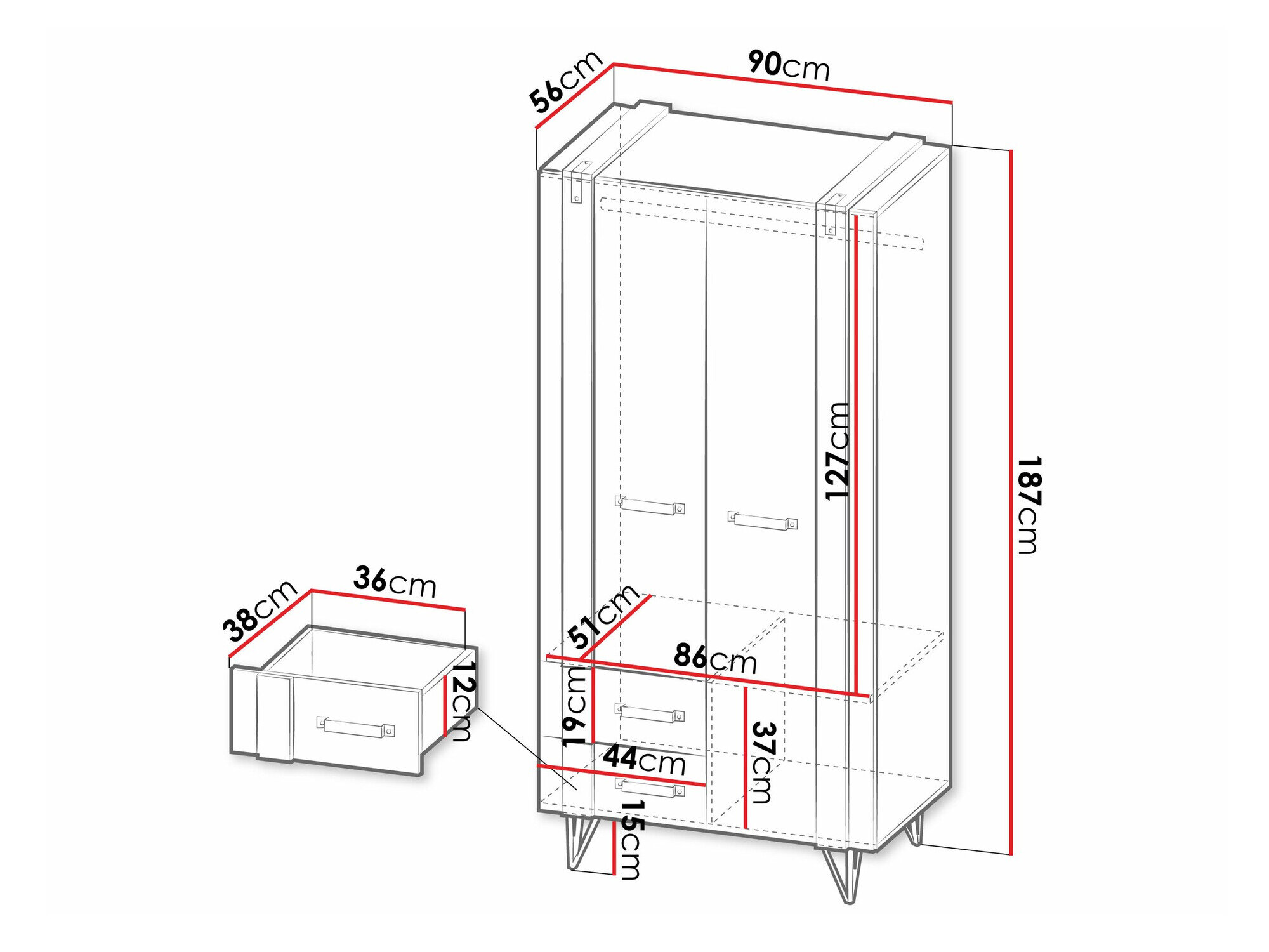 Garderobeskab Domdele 100