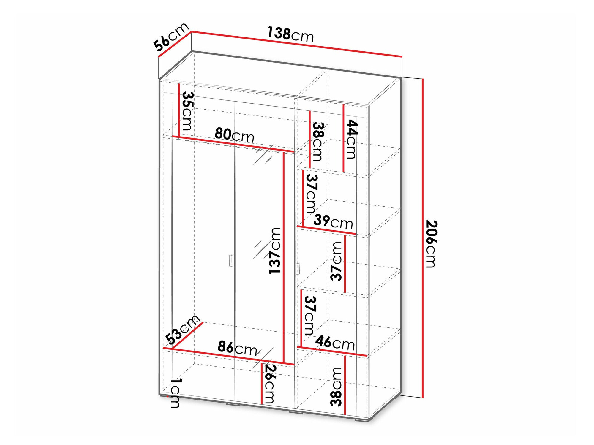 Garderobeskab Mormavu 101 (Mat hvid)