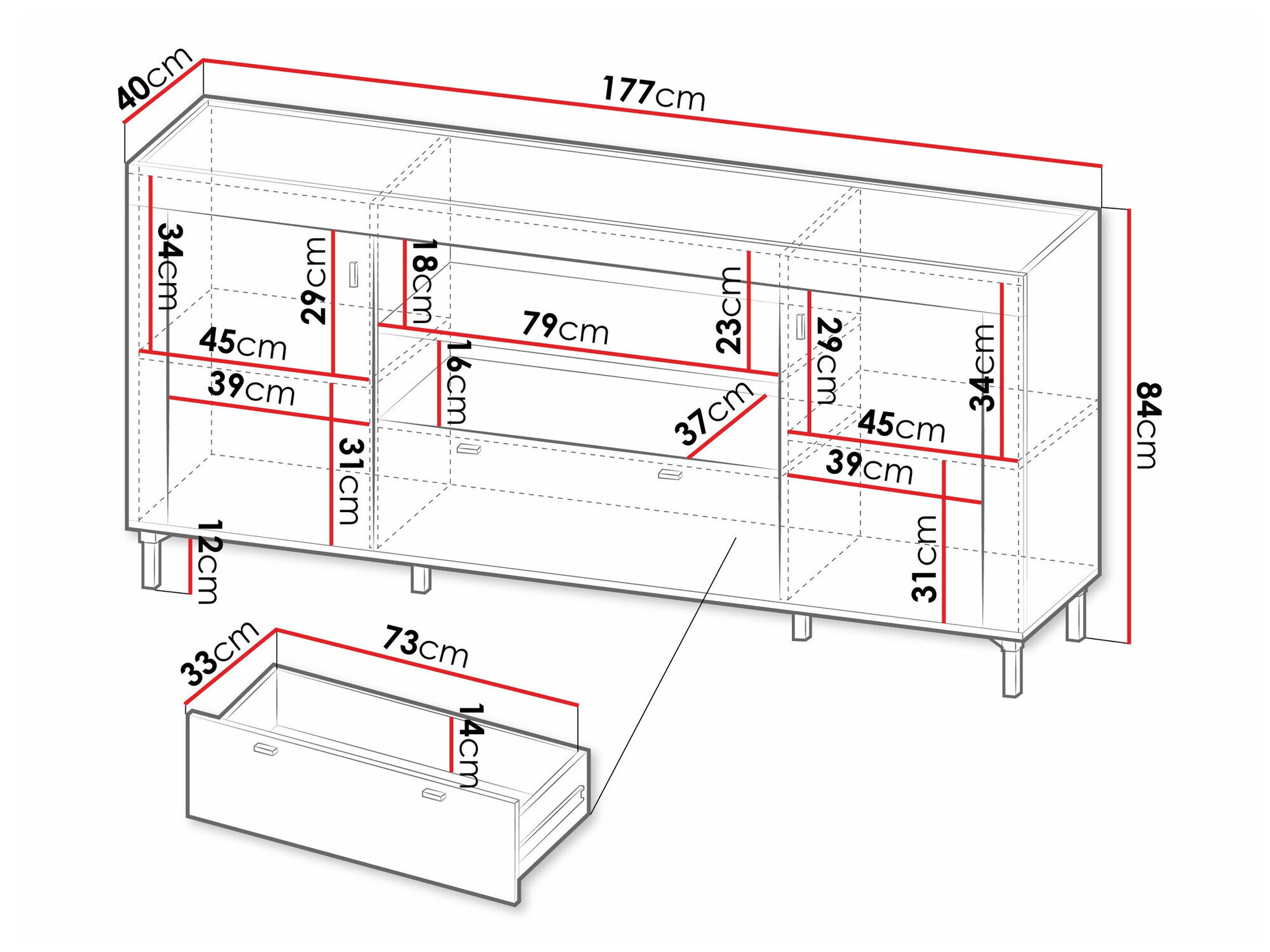 Kommode Mormavu 110 (Mat hvid)