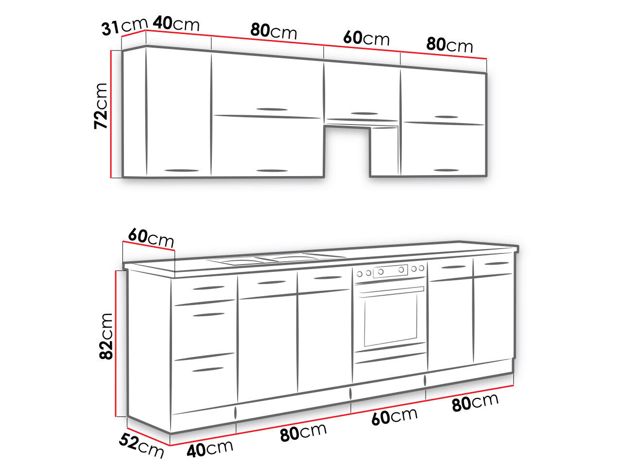 Modulkøkkensæt Wood Dark 128
