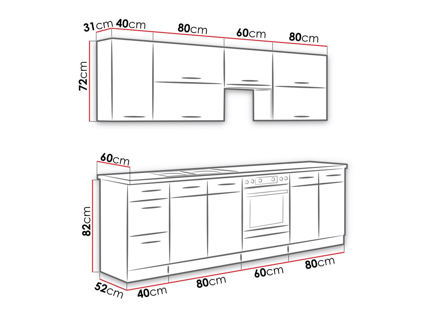 Modulkøkkensæt Wood Dark 128