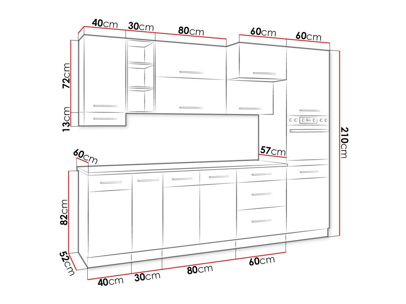 Modulkøkkensæt Wood Dark 129
