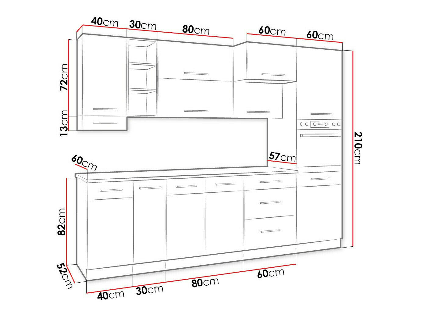 Modulkøkkensæt Wood Dark 129