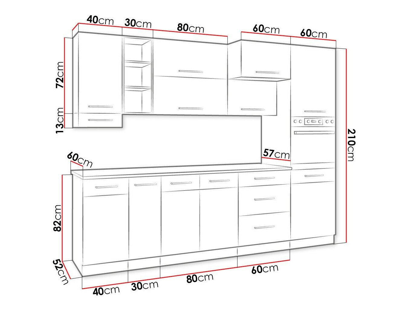Modulkøkkensæt Wood Dark 129