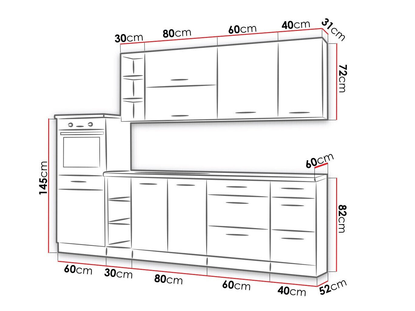 Modulkøkkensæt Wood Dark 130