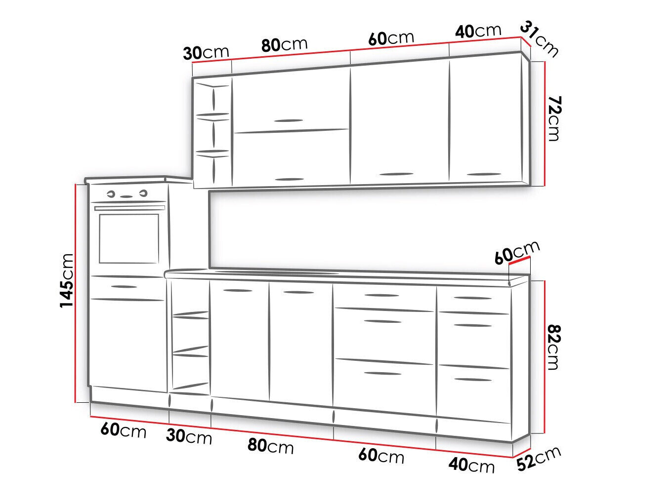 Modulkøkkensæt Wood Dark 130