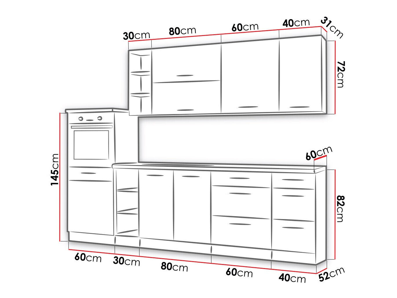 Modulkøkkensæt Wood Dark 130