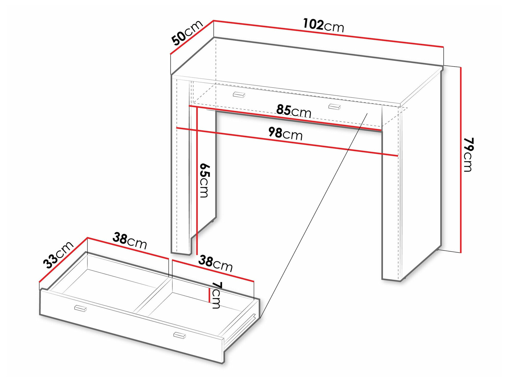 Sminkebord Mormavu 108 (Mat hvid)