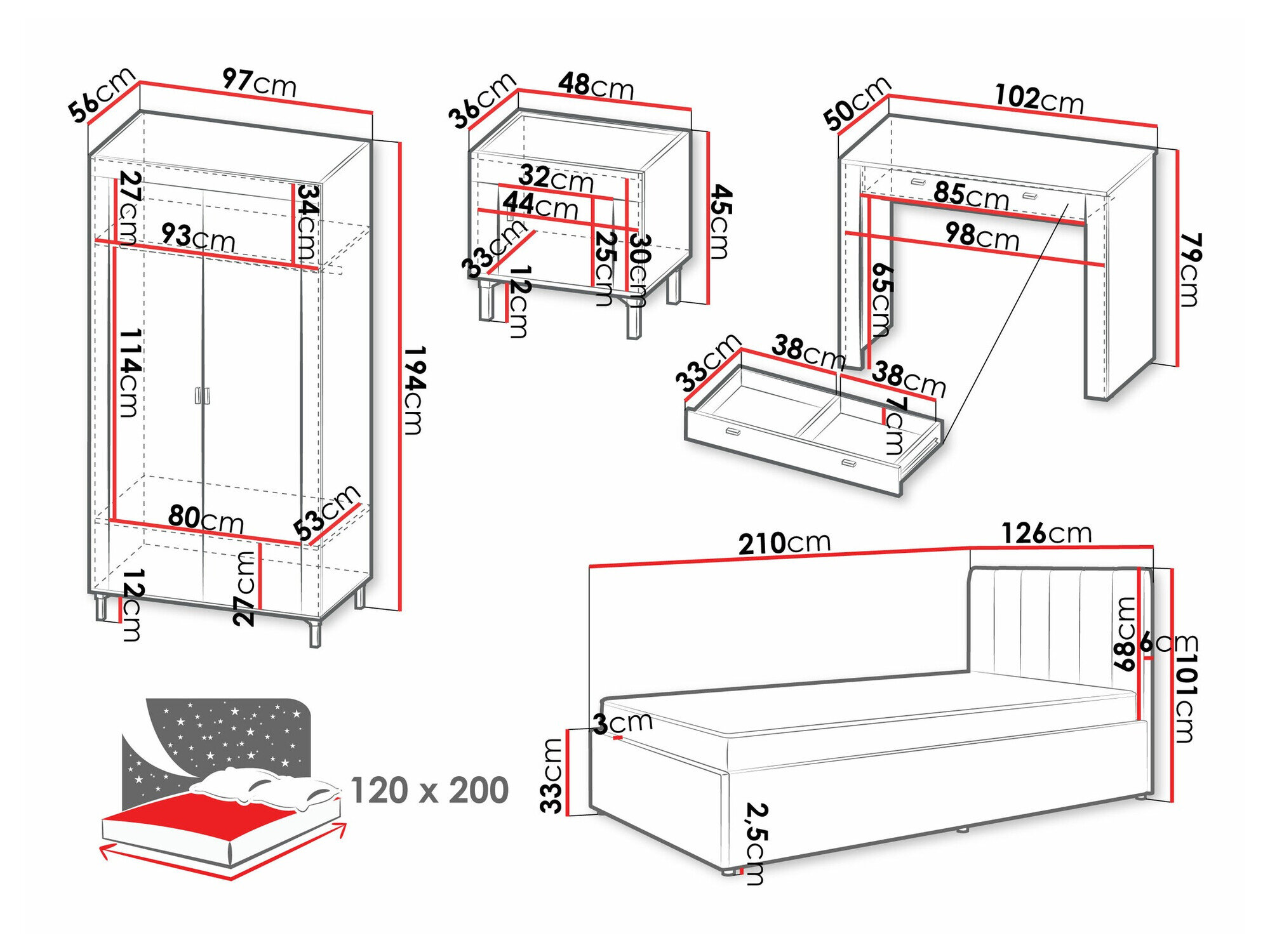 Soveværelsessæt Mormavu 112 (Kashmir + Beige)