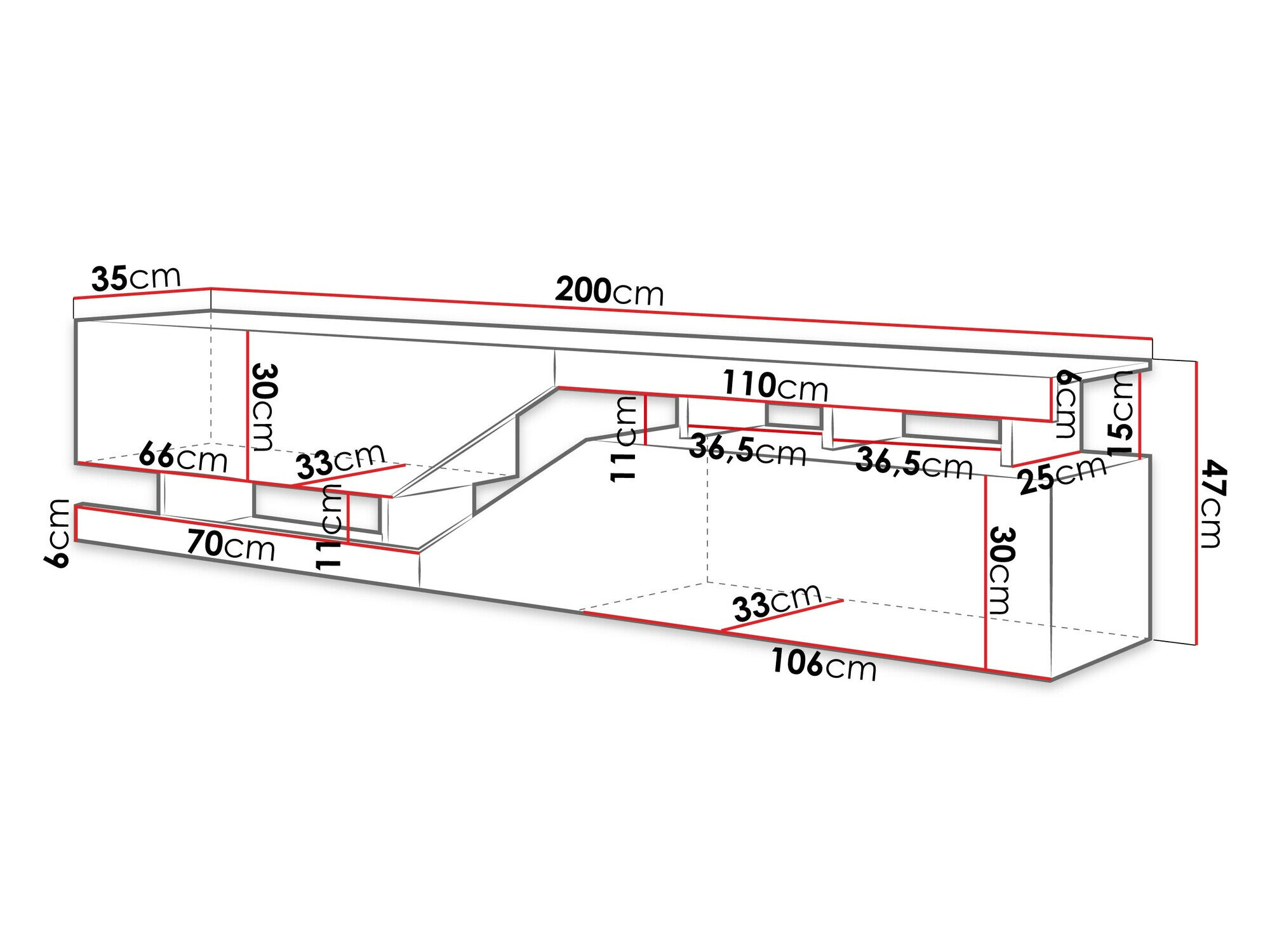 TV-bord Comfivo Daldune 104 (Hvid + Wotan eg)