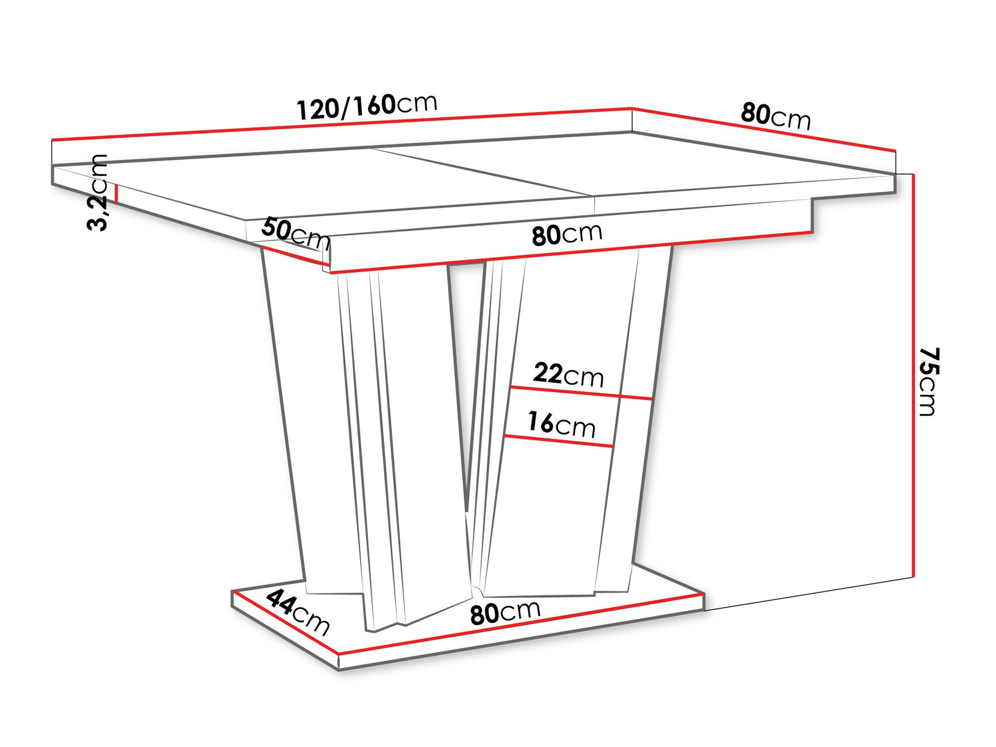 Bord Goodyear 130 (Glansfuld hvid)