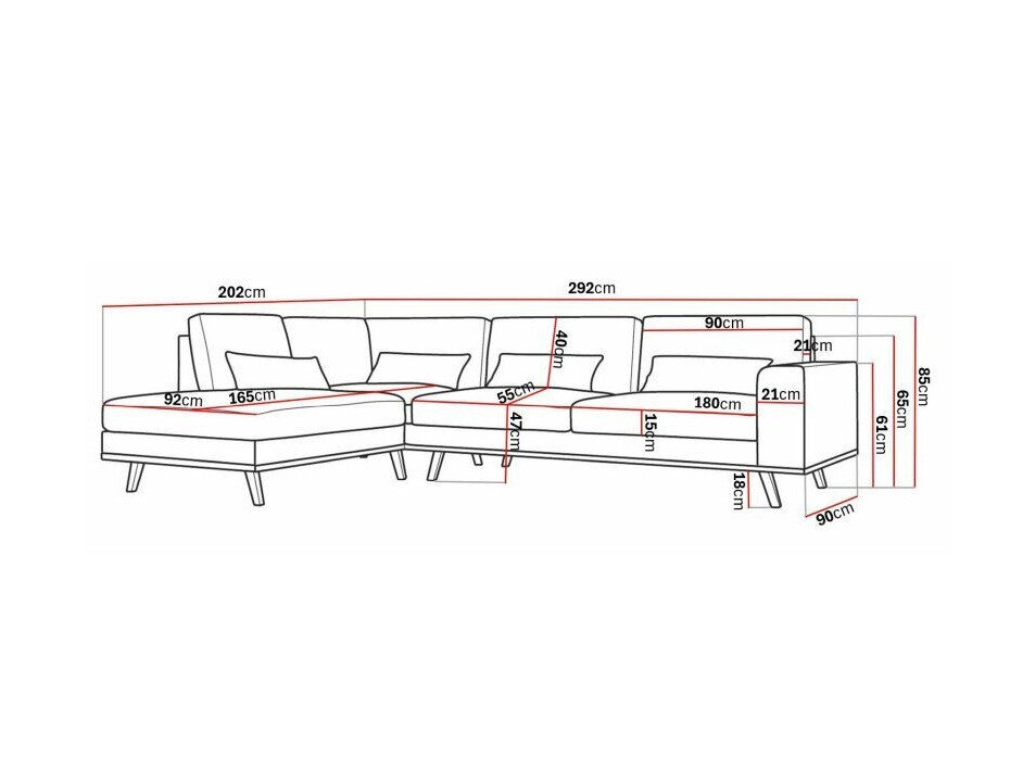 Hjørnesofa Floromo 107 (Monolith 95)