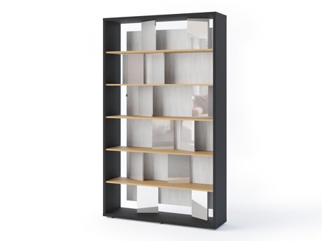 Reol Fresno 154 (Glansfuld grå + Grafit + Egetræ)