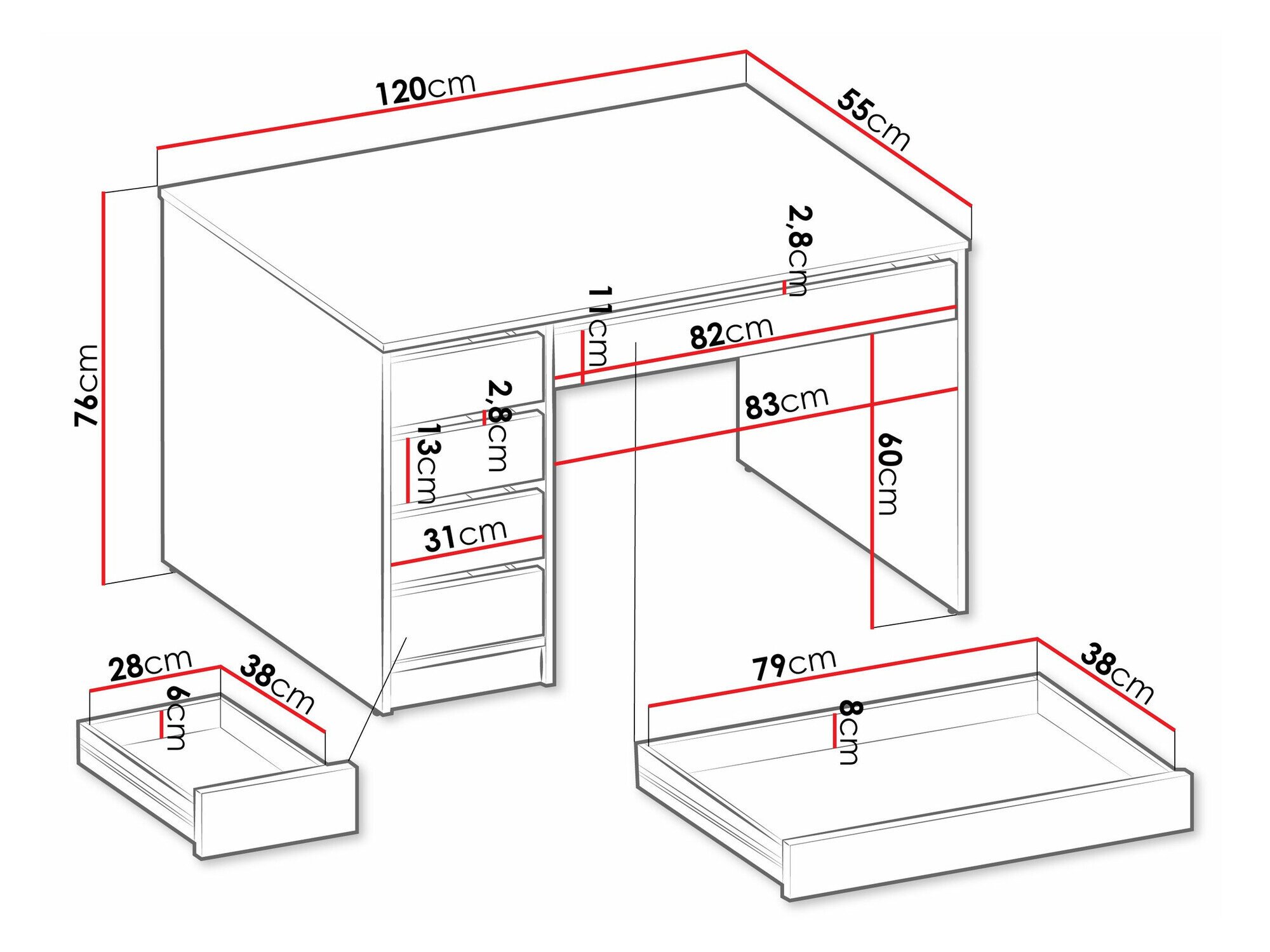 Skrivebord Comfivo 312 (Hvid)
