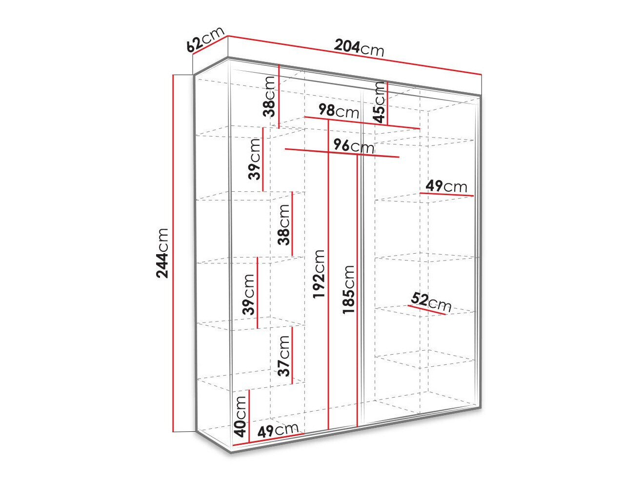 Garderobeskab Murrieta 180 (Mørk Sonoma eg)