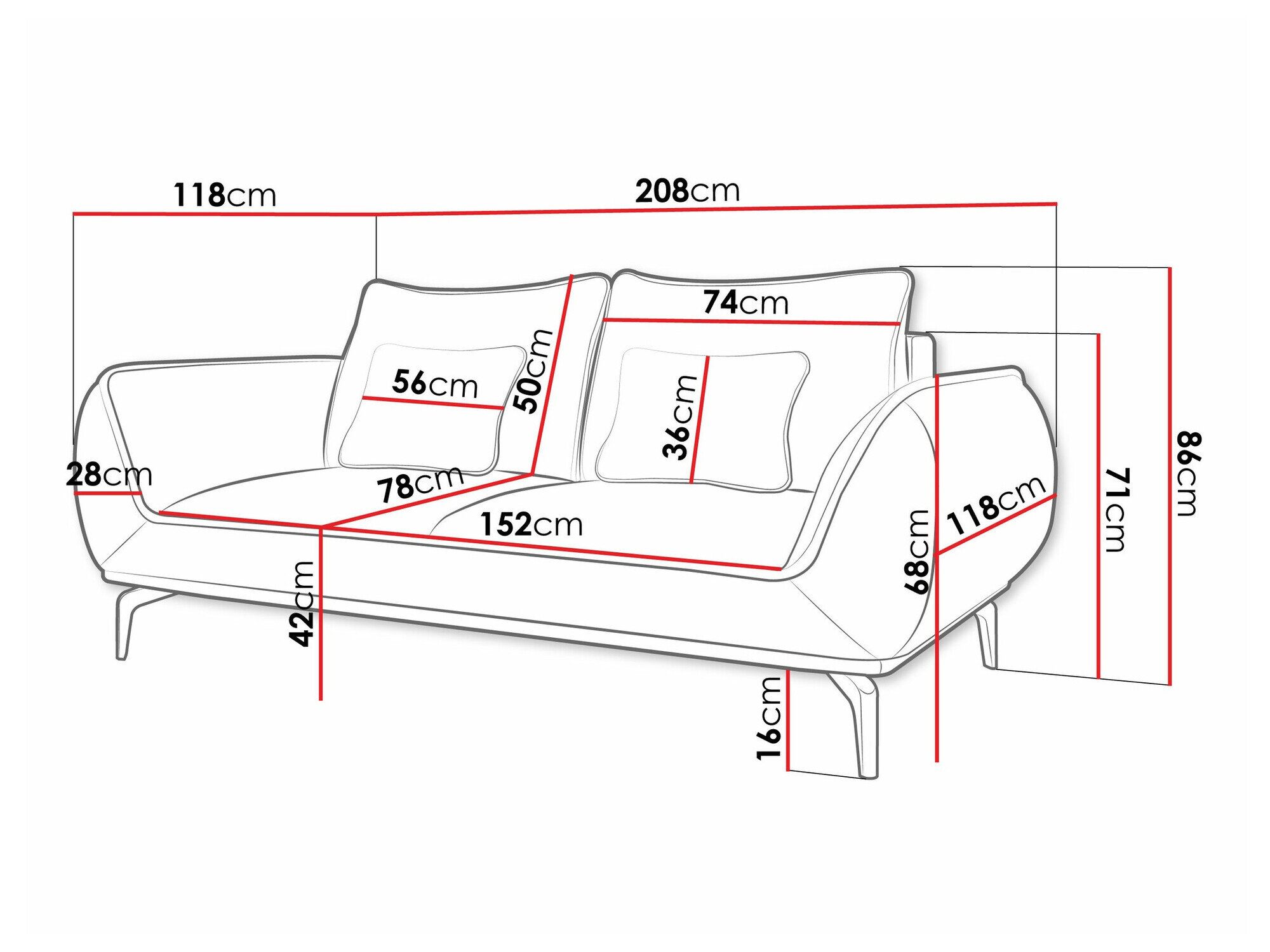 Sofa Lincoln 196 (Aragon 39)