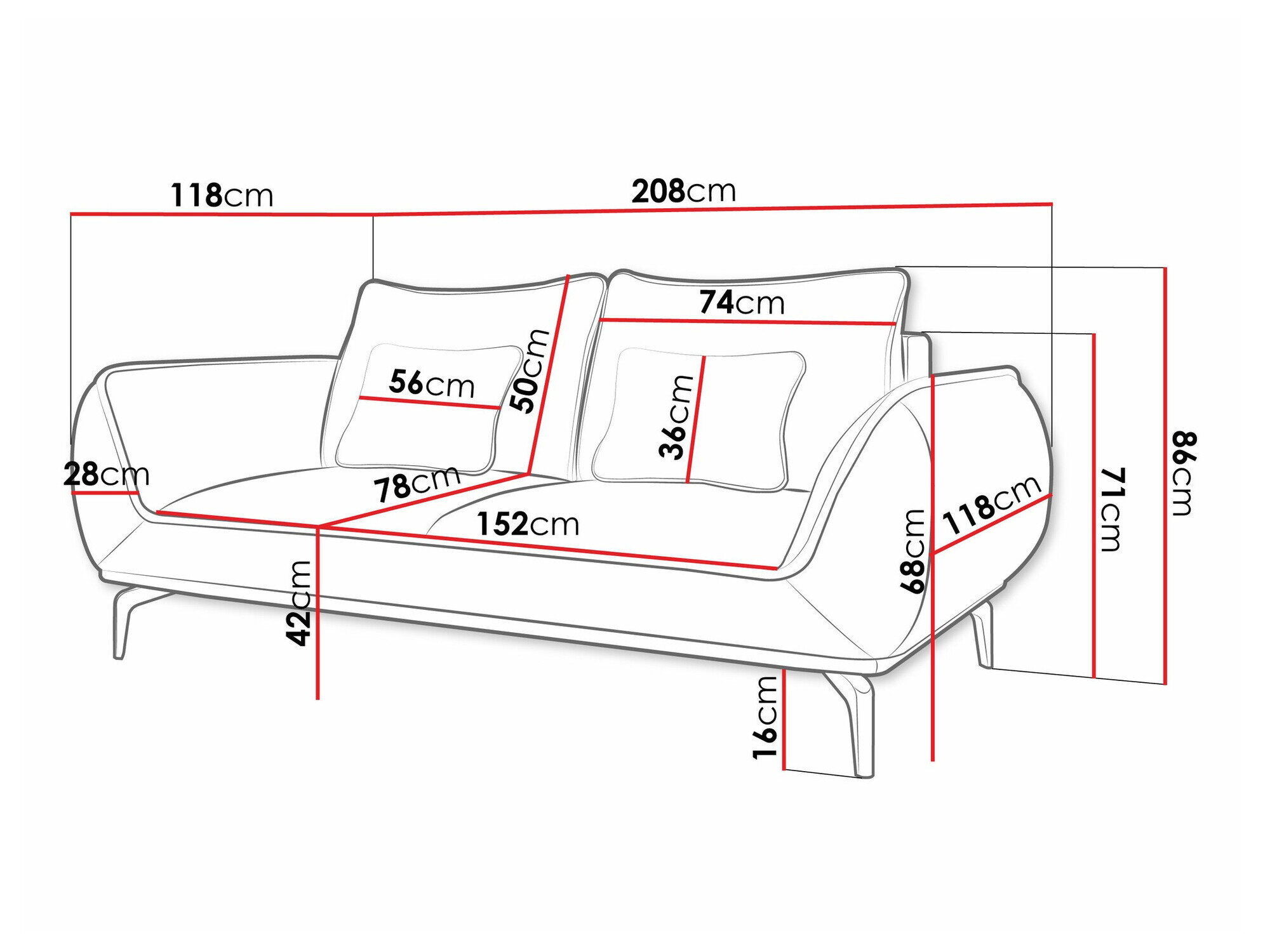 Sofa Lincoln 196 (Aragon 79)