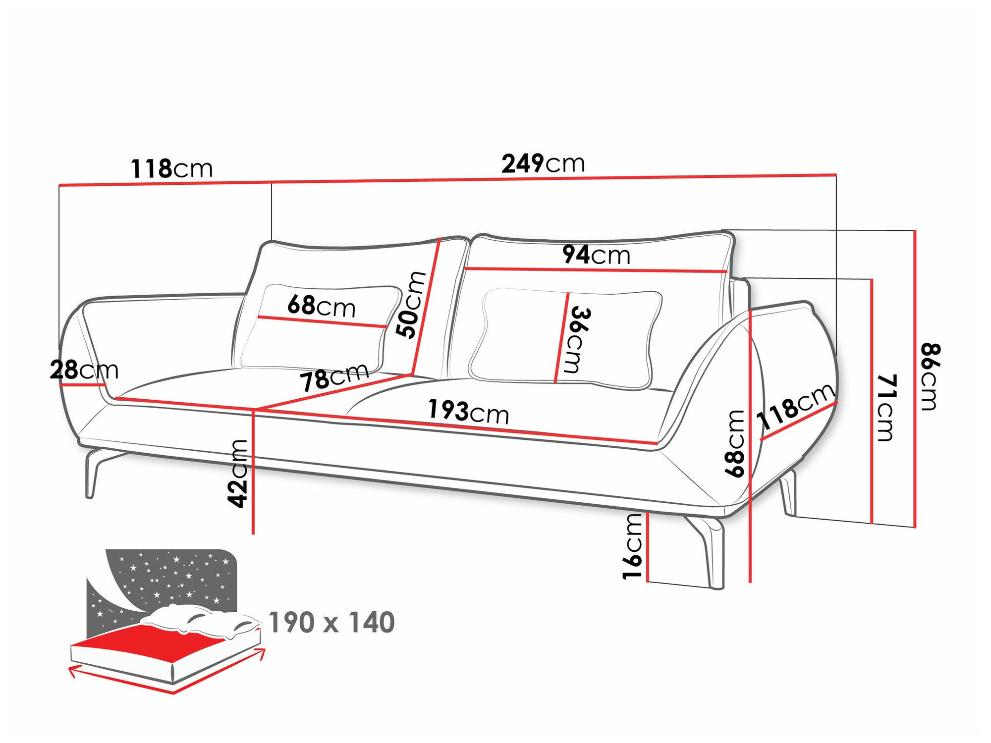 Sovesofa Lincoln 197 (Aragon 03)
