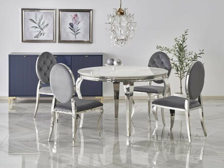 Spisestuesæt Houston 1828 (Hvid marmor + Grå)