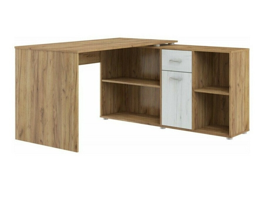 Hjørneskrivebord Gilroy 113 (Craft egetræ + Craft hvid)