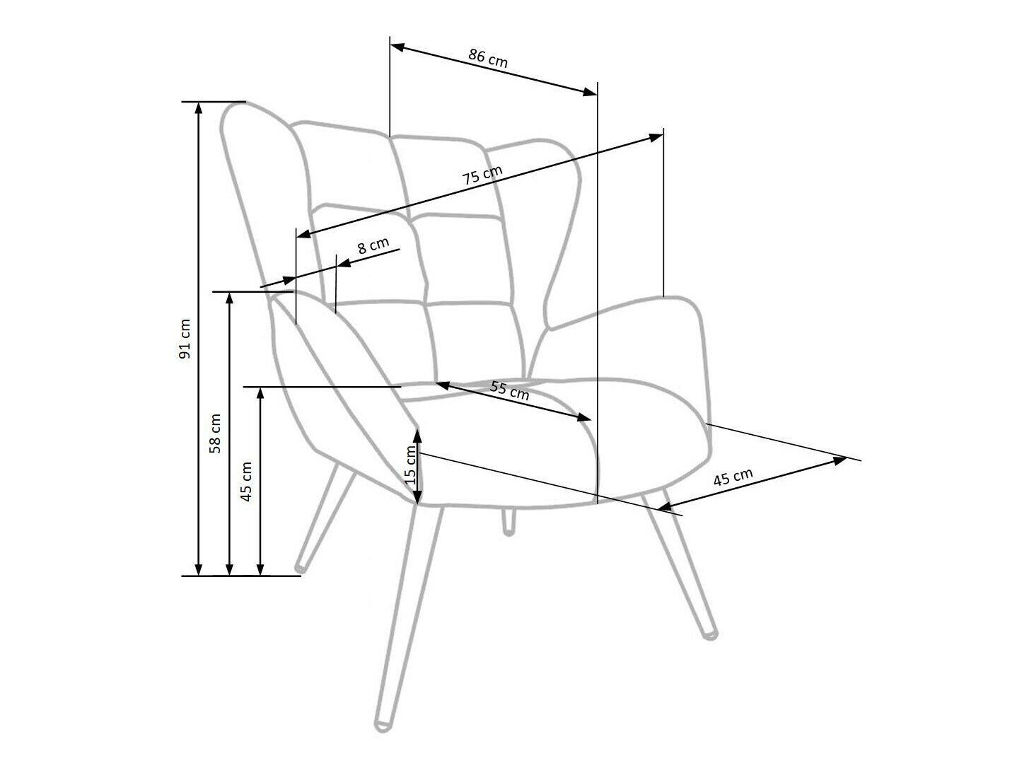 Lænestol Houston 1079 (Sort)